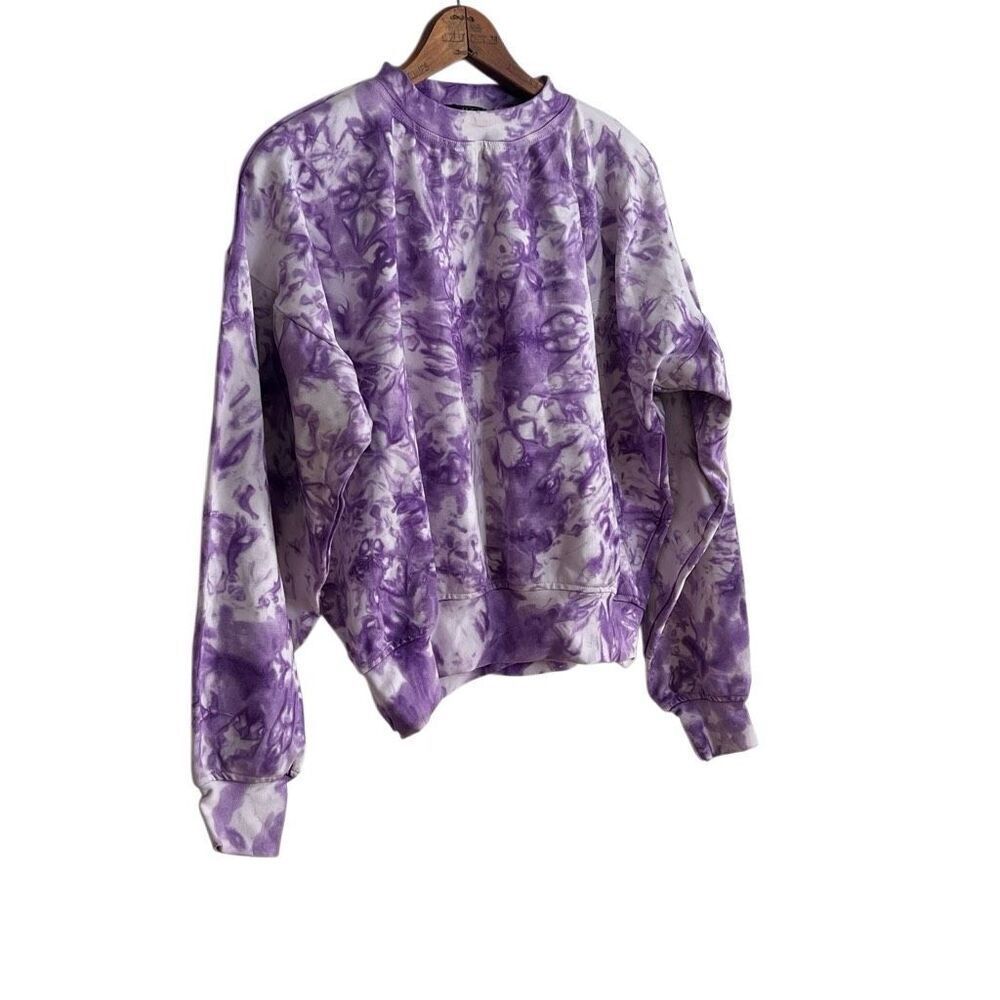 Merch by Sia NWT Tie Dye Crew Neck Crop Pullover Sweatshirt Purple Size Medium‎ - Picture 3 of 9